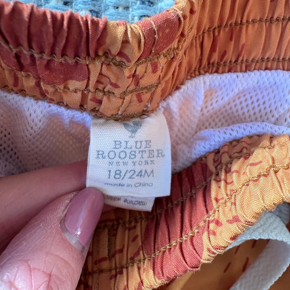 Pink Chicken Rust Sun Pattern Swim Trunks - Picture 3 of 5